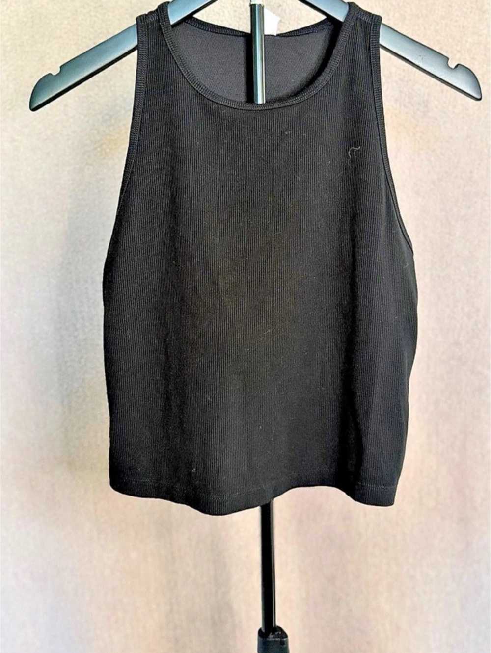 Yogalicious Heavenly Rib Stacy Crop Tank Black Built In Bra Size L